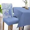 Stol täcker marmorstruktur gradient blå matsal spandex stretch säte täckning för bröllop kök bankett party fodral