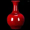 Vase Ceramic Vase Flower Arranchings Chinese Living Room TVキャビネット装飾磁器の赤い装飾