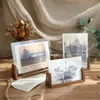 Frames acrílico de madeira POS quadro de faia/nogueira Base de calendário de mesa em forma de nogueira Decoração de mesa de estilo europeu fácil