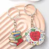 Keychains Lanyards Wooden Book Pencil Globe Apple Key Rings For Women Men Teachers Day Gift Handbag Decoration Jewelry Q240403