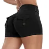 Women Pocket Yoga Shorts Cross Cross High Scrunch Butt Booty Fitness Athletic Bottoms Bottoms Sexy Secando Roupas 240407