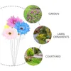 Decorative Flowers 5Pcs Flower Garden Stake Decor Metal Craft Pathway Daisy Sign Decoration