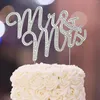 Forniture per feste Mr e Mrs Wedding Cake Topper Sign di strass di cristallo scintillante per decorazione di anniversario in metallo argento premium