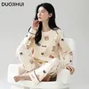 Home Clothing DuoJihui Dwupoziomowy śliczny druk Podstawowa piżama dla kobiet o szyku elegancka pullover luźne spodni