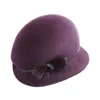 Breda randen hattar hink 100% Australien Wool Felt Hat Womens Autumn Winter Church Cloche Elegant Banket Mink Fur Fedora Q240403