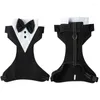 Dog Apparel Harness Vest Adjustable Tuxedo Bow Soft Puppy Walking Training For Small Dogs Cats Black And White