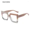 Sunglasses Frames Anti-Blue Light Oversized Square Diamond Women Fashion Computer Eyewear Anti-Fatigue Clear Lens Ornamental Decoration