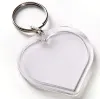 Hantverk 25st Clear Acrylic Love Heart Blank Diy Insert Photo Picture Frame Split Key Ring Keychain Snapin Photo Key Holder
