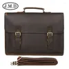 Torba J.M.D Ciemnobrązowe teczki na ramię w stylu vintage skórzane te torby na ramię laptopa, na które zasługujesz