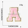 Sewing Notions & Tools 5.5Cm White Pink Chenille Letter Iron On Towel Embroidered Alphabet Glitter Sequins Self Adhesive Es Appliques Dhqxw