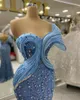 2024 Robes de bal plus taille pour les occasions spéciales robes formelles sirène une épaule en dentelle perle perles cristaux robes de fête d'anniversaire Robe de réception am680