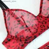 Set sexy set ellolace leopardo lingerie per donne in pizzo set di biancheria intima con calze a 4 pezzi perizoni erotici giarrettiera abbinata abbinata l2447