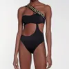 Spela ny klassisk designer Verbrand Bikini Women One Shoulder Balck Printing One Piece Swimsuit Printing Bikinis Letters Swimwear Beach Luxury Bathing Swimsuit