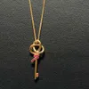 Designermärke TIFFAYSS NEW KEY Series Woven Knot Halsband Kvinnor Små storlek Set med Pink Diamond Rose Gold Lock Bone Chain