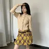 Jupes American Retro Fashion Dream Design Pu Leather Pleted Jirt Spring and Automn College Polydold Short Trend