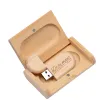 Drijft Jaster 5 -stcs/lot USB 2.0 (gratis logo) HOUTEN MET BOX FLASH DRIVE Pendrive 4 GB 8 GB 16 GB 32 GB 64 GB 128 GB Memory Stick voor cadeau