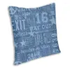 Pillow Blue Jeans Denim Design With Text Cover Home Decor Cool Texture Throw For Living Room