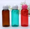 Storage Bottles Wholesale 30ml Empty PET Shampoo Bottle With Sphere Shape Lid Colorful Small Sample Vials Screw Cap
