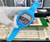 Volledige functionele heren polshorloges Automatische horloges Zwart Blue Color Lumineuze kalender 43 mm Die Silicoen Riem man Kis9918228