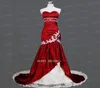 Abito da sposa a sirena bianca rosso scuro