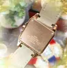 Luksusowy kwadratowy rzymski czołg Three Pins Dial zegarki mężczyźni kobiety Japonia Kwarc Ruch Diamonds Pierścień Rose złoto srebrny obudowa oryginalny skórzany pas
