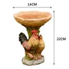 Garden Decorations Bird Bath Bowl Rooster Statue Figurine Decorative Gift Resin Feeder