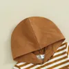 Set di abbigliamento per neonati bambino abiti estivi abiti estivi camicia con cappuccio a strisce corta con pantaloncini da jogger a colori solidi