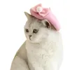 Vestido de cachorro boina gato moda moda cereja chapéu de cabeça
