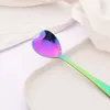 Кофе Scoops 4pcs зеркал фиолетовой формы сердца ложки десерт сахар помешить ложки чайной ложки обеденной посуды из нержавеющей стали кухни кухня