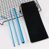 Drinking Straws DEOUNY Color 304 Stainless Steel Cocktail Tubes Set Straw Curved Juice Drink Tube Creative Rod With Brush Short Bar