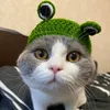 Hundekleidung lustige Katzenhut niedliche Haustierkostümzubehör Ostern gestrickt Wollfrosch für Katzen und kleine Hunde Kawaii Po Requisiten Kopfbedeckung