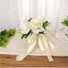 Fleurs décoratives Brideal Bridesmaid Wedding Bouquet White White Silk Roses Artificial Bride Boutonniere Pins Mariage Accessoires