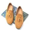 Chaussures habillées Locons en cuir authentiques hommes couleur unie à tassel bas à tassel Decoration Top Business Forme