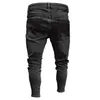 Jeans masculin 2022 Jean élastique serré jeans de motard en détresse jeans imprimé détruit trou ultra mince jeansl2403