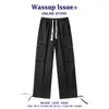 Calça masculina wassup problema China-chic Loose Spring e Autumn Workwares reta pernas altas pernas de rua homens homens