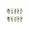 10Pcs Handmade Rose Press On Nails Simple French Full Cover Ballerina Fake Wearable Decoration Professional Nail Tips Art 240328