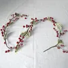 Decorative Flowers Simulation Red Berry Christmas Garland Artificial Foam Frosted Cane Rattan Xmas Tree Hanging Decoration Festival DIY