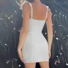 Abiti casual Donne Mini vestito Bodycon guaina shirring senza maniche a v-taglio a V Gerno diviso orlo stretto corsetto estate 2024