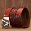 Belts Mens Chinese Loong belt cowhide mens real belt carved dragon pattern automatic buckleC420407