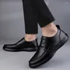 Casual Shoes For Men 2024 High Quality Lace Up Leather Spring And Autumn Solid Concise Platform Daily Work Business