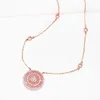 Catene placcate in oro rosa 14k in lussuoso cristallo intarsiato rotondo collana abbagliante a ciondolo di lussuoso designer designer gioielli