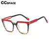 Solglasögonramar 56595 Fashion Retro Square Optical Spectacle Frame Two Color Splice Women Stor storlek Cat Eye TR90 Anti Blue Computer