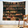 Arazzi Old Book Magic Bookcase Clohote Maglie Maglie Distruzioni per la casa Biblioteca Bricken Sfondo in legno Coppata.