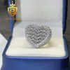 デザイナーBringdiam Jewelry 925 Sterling Silver Iced Out Hip Hop Ring Heart Shape VVS Moissanite Diamond Rings for Men and