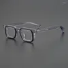 Lunettes de soleil Frames de créateurs élégants japonais Eyeglasse acétate carrée noire gris gris gris à la main vertes vertes vertes pour femmes avec étui