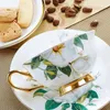 Cups Saucers Bone China Coffee Cup Ceramic Tea Saucer Spoon In Set Creative Porcelain Espresso For Gift 200ml Party Drinkware