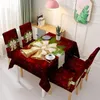 Table Cloth Christmas Tablecloth/ Chair Cover Set Tablecloth Kitchen Decor Santa Claus Elastic Waterproof Home Textile