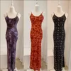 Casual Dresses 2024 Kvinnors sexiga stropplösa siden Rose Print Backless Long Sling Dress - Elegant