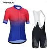 レーシングセットPhmax Cycling Jersey Set Reflective Shorts Women Anti-UV Bike Sportwearとポケット通気性自転車服