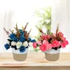 Decorative Flowers Cotton Thread Woven Flower Basket Floral Arrangement Fake Small Bonsai Potted Plants Ornament Wedding Party Home